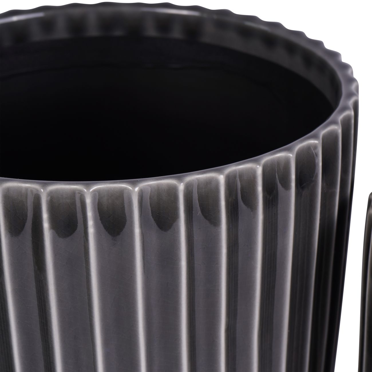 Set of 3 Medini Reactive Glaze Ceramic Black Planters